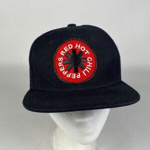 Red Hot Chili Peppers Black Snapback Hat Embroidered Logo Flat Bill Old School